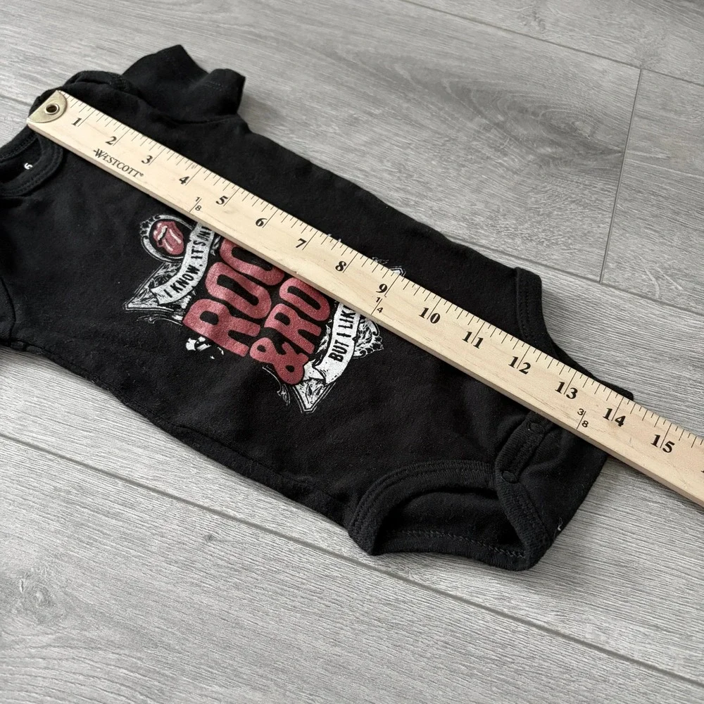 Rolling Stones Rock & Roll Graphic Bodysuit 6 Months Black Band Tee Infant Baby